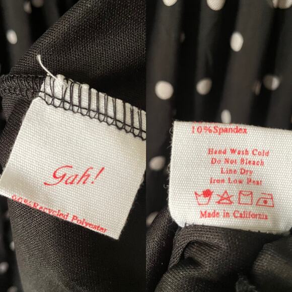 Lisa Says Gah Black Polka Dot Chiffon Midi Dress XL NWT Mesh Sheer - Picture 9 of 14